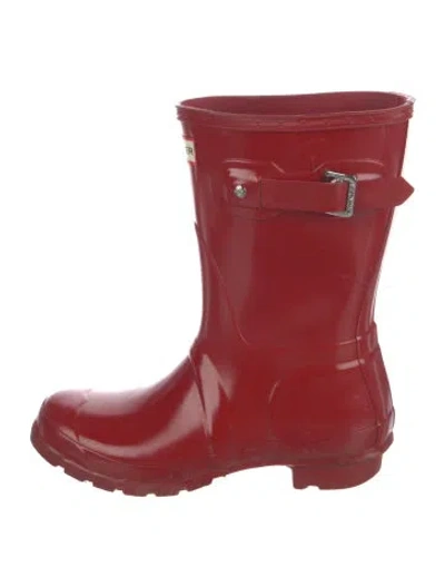 Pre-owned Hunter Rubber Rain Boots In Red