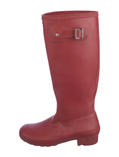 Pre-owned Hunter Rubber Rain Boots In Red
