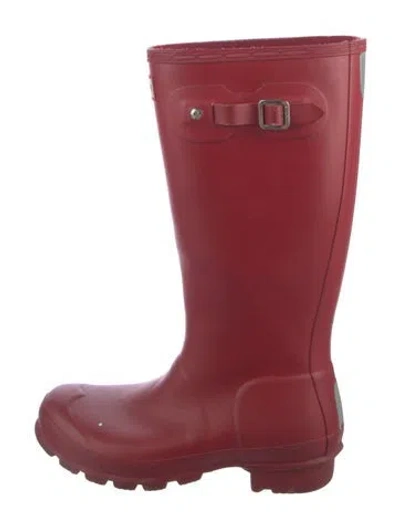 Pre-owned Hunter Rubber Rain Boots In Red