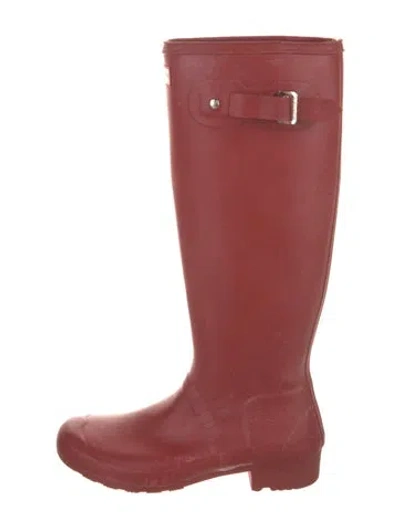 Pre-owned Hunter Rubber Rain Boots In Red