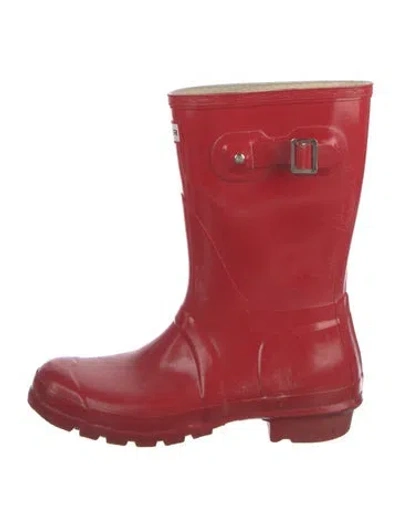 Pre-owned Hunter Rubber Rain Boots In Red