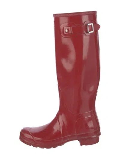 Pre-owned Hunter Rubber Rain Boots In Red