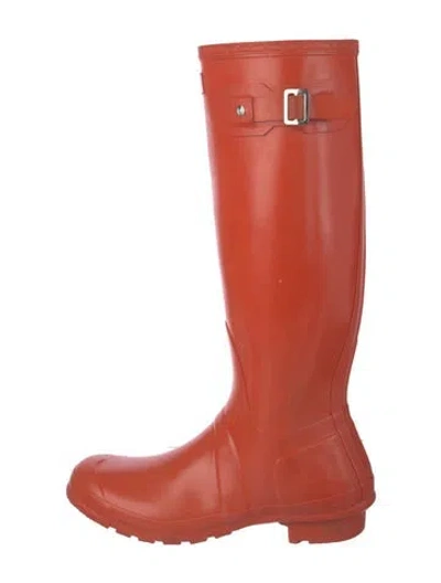 Pre-owned Hunter Rubber Rain Boots In Red