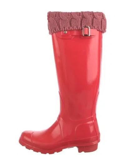 Pre-owned Hunter Rubber Rain Boots In Red