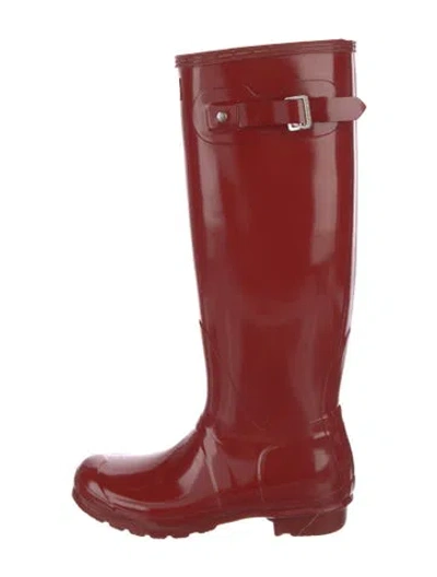Pre-owned Hunter Rubber Rain Boots In Red