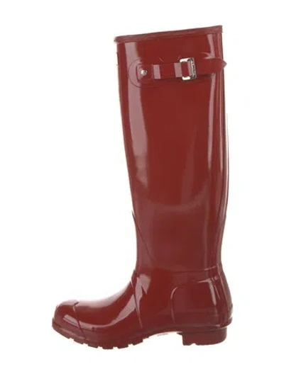 Pre-owned Hunter Rubber Rain Boots In Red