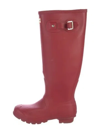 Pre-owned Hunter Rubber Rain Boots In Red