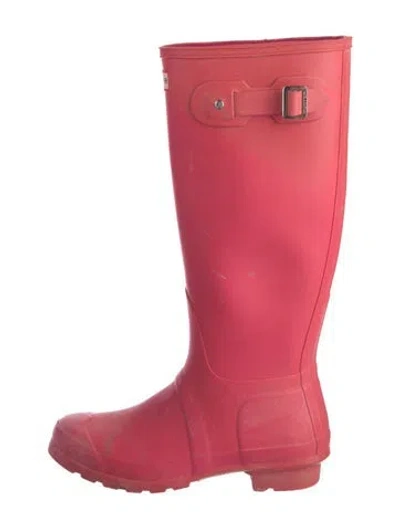 Pre-owned Hunter Rubber Rain Boots In Red