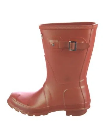 Pre-owned Hunter Rubber Rain Boots In Red