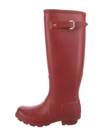 Pre-owned Hunter Rubber Rain Boots In Red