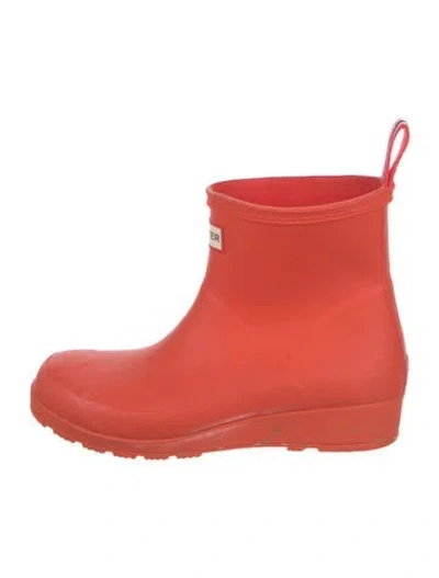 Pre-owned Hunter Rubber Rain Boots In Red