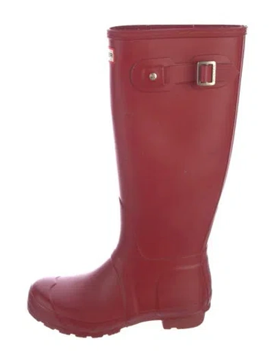 Pre-owned Hunter Rubber Rain Boots In Red
