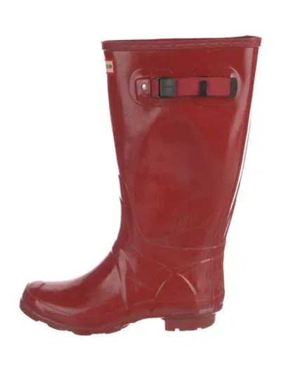Pre-owned Hunter Rubber Rain Boots In Red