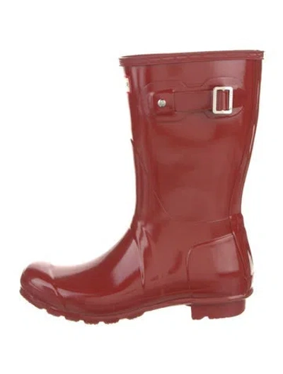 Pre-owned Hunter Rubber Rain Boots In Red