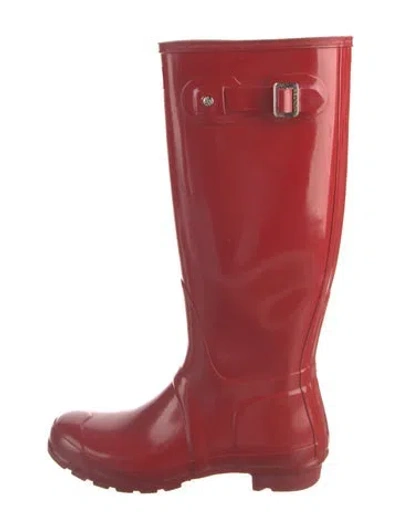 Pre-owned Hunter Rubber Rain Boots In Red