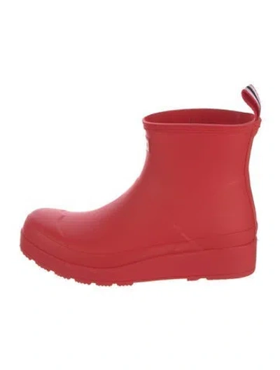 Pre-owned Hunter Rubber Rain Boots In Red