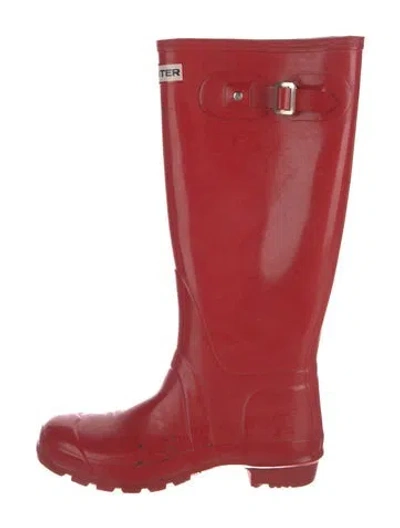 Pre-owned Hunter Rubber Rain Boots In Red