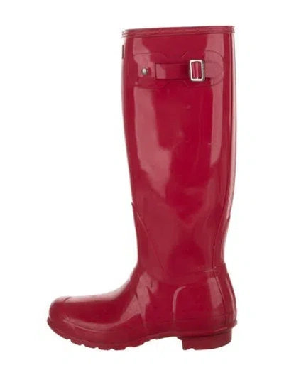Pre-owned Hunter Rubber Rain Boots In Red