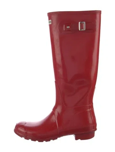 Pre-owned Hunter Rubber Rain Boots In Red
