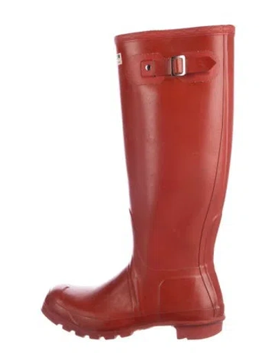 Pre-owned Hunter Rubber Rain Boots In Red