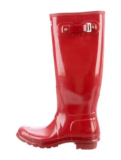Pre-owned Hunter Rubber Rain Boots In Red
