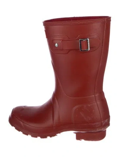 Pre-owned Hunter Rubber Rain Boots In Red