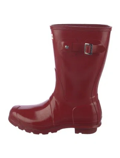 Pre-owned Hunter Rubber Rain Boots In Red