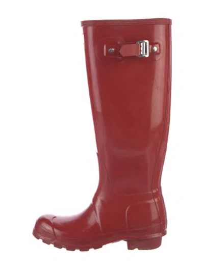 Pre-owned Hunter Rubber Rain Boots In Red