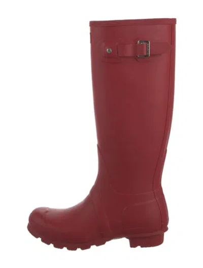 Pre-owned Hunter Rubber Rain Boots In Red