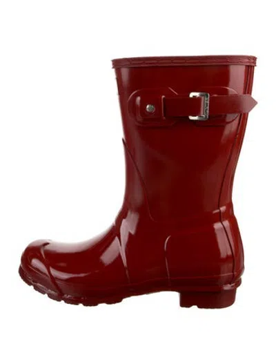 Pre-owned Hunter Rubber Rain Boots In Red