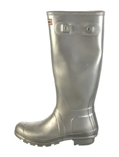 Pre-owned Hunter Rubber Rain Boots In Silver