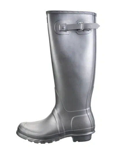 Pre-owned Hunter Rubber Rain Boots In Silver