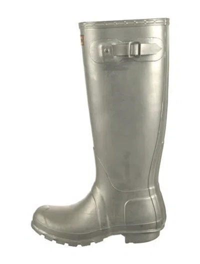 Pre-owned Hunter Rubber Rain Boots In Silver