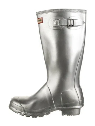 Pre-owned Hunter Rubber Rain Boots In Silver