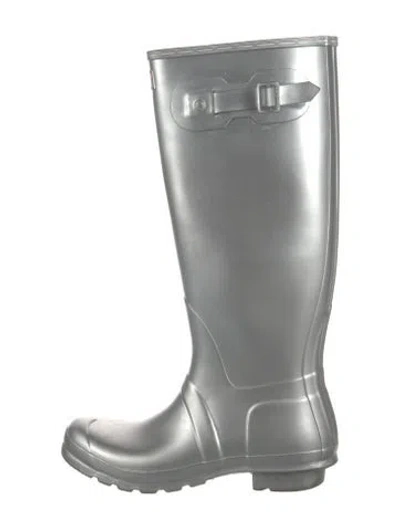 Pre-owned Hunter Rubber Rain Boots In Silver