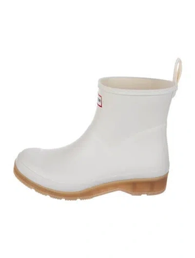 Pre-owned Hunter Rubber Rain Boots In White