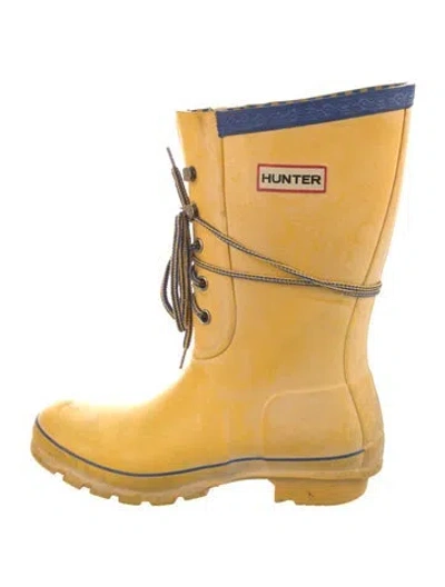 Pre-owned Hunter Rubber Rain Boots In Yellow