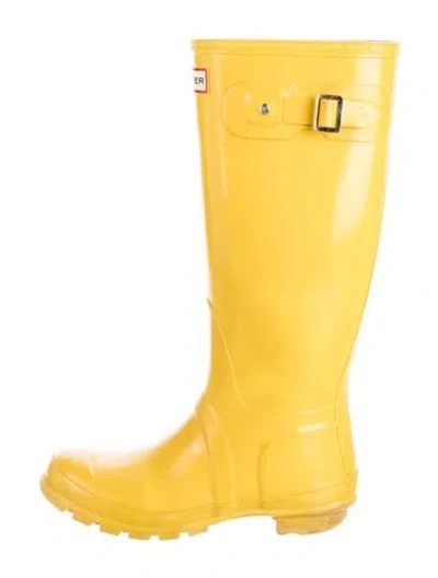 Pre-owned Hunter Rubber Rain Boots In Yellow