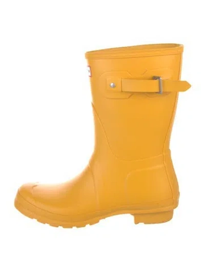 Pre-owned Hunter Rubber Rain Boots In Yellow