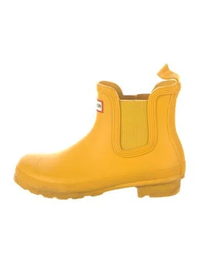 Pre-owned Hunter Rubber Rain Boots In Yellow