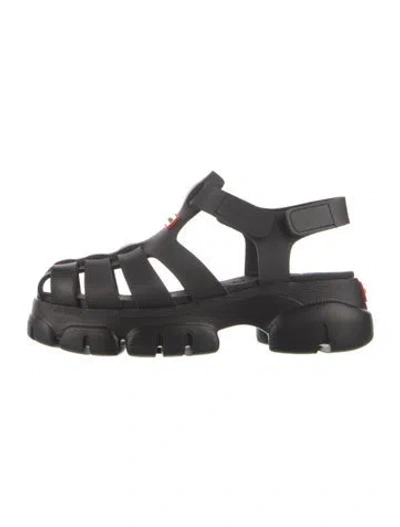 Pre-owned Hunter Rubber Sandals In Black
