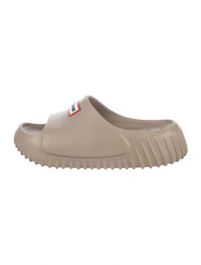 Pre-owned Hunter Rubber Slides In Grey/neutrals