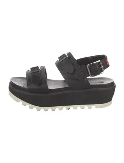 Pre-owned Hunter Rubber Slingback Sandals In Black
