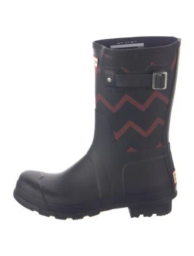 Pre-owned Hunter Rubber Striped Rain Boots In Blue