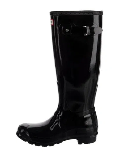 Pre-owned Hunter Rubber Studded Accents Rain Boots In Black