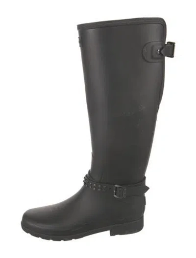 Pre-owned Hunter Rubber Studded Accents Rain Boots In Black