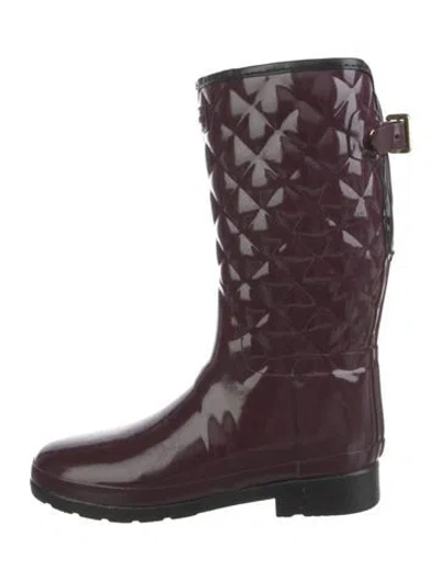 Pre-owned Hunter Rubber Tweed Pattern Rain Boots In Purple