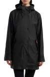 Hunter Women's Hooded Rubberized Waterproof Rain Coat In Black