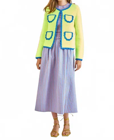 Hunter Russell Open-front Cardigan In Neon Yellow In Multi