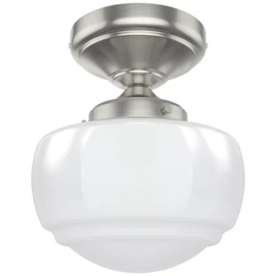 Hunter Saddle Creek Brushed Nickel With Cased White Glass Flush Mount In Gray